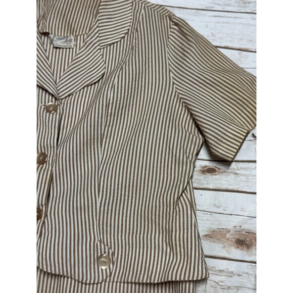 Vintage 1960s Classic Lady By Constantine Striped Two-Piece Blouse Skirt Set 16‎ - Picture 5 of 12